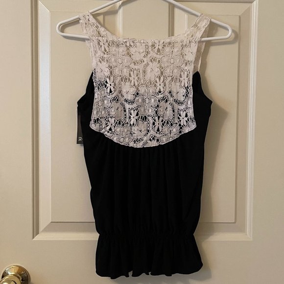 Brand New RK Black and White Sleeveless Top Size Small - Picture 3 of 4